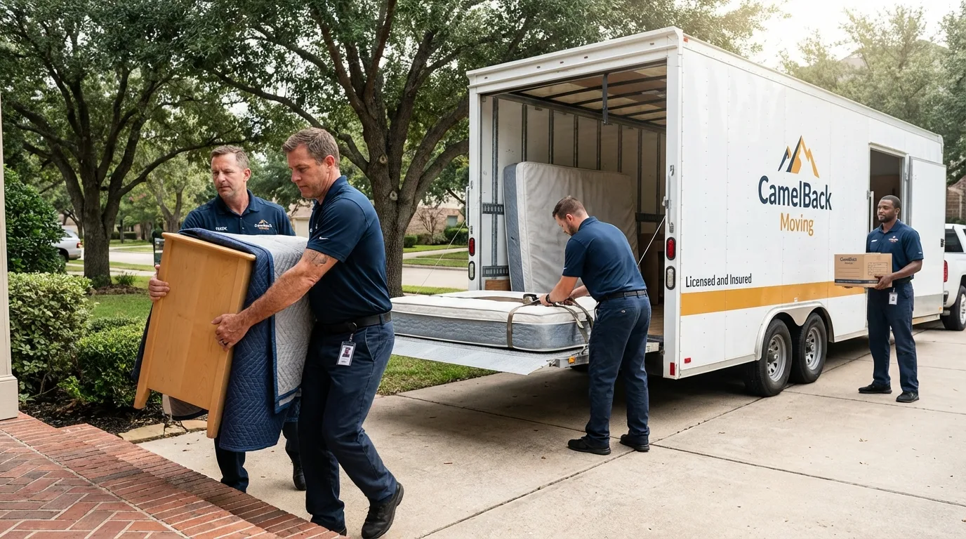 Crew loading residential truck for cross-state move from Hot Springs Village, AR
