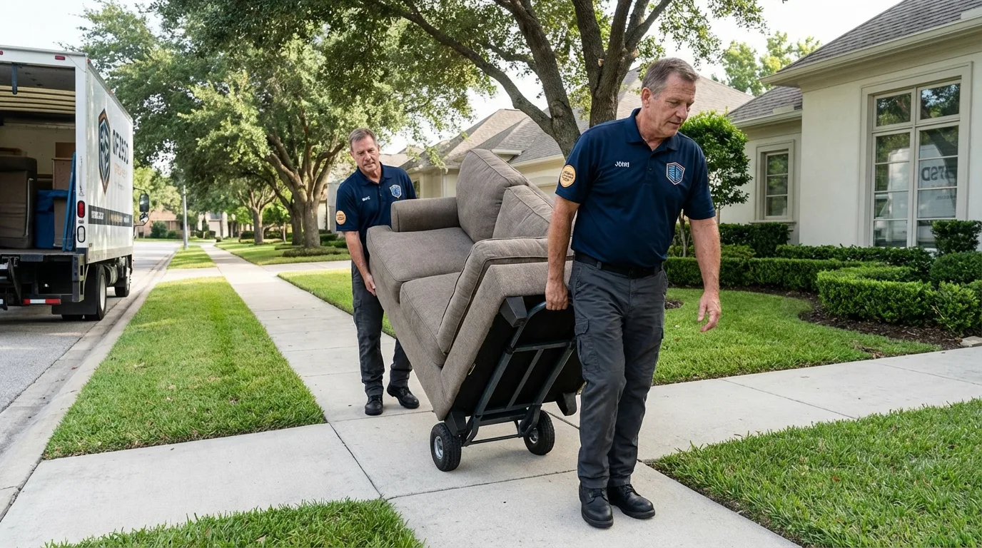 Local residential moving crew loading furniture in Hot Springs Village, AR