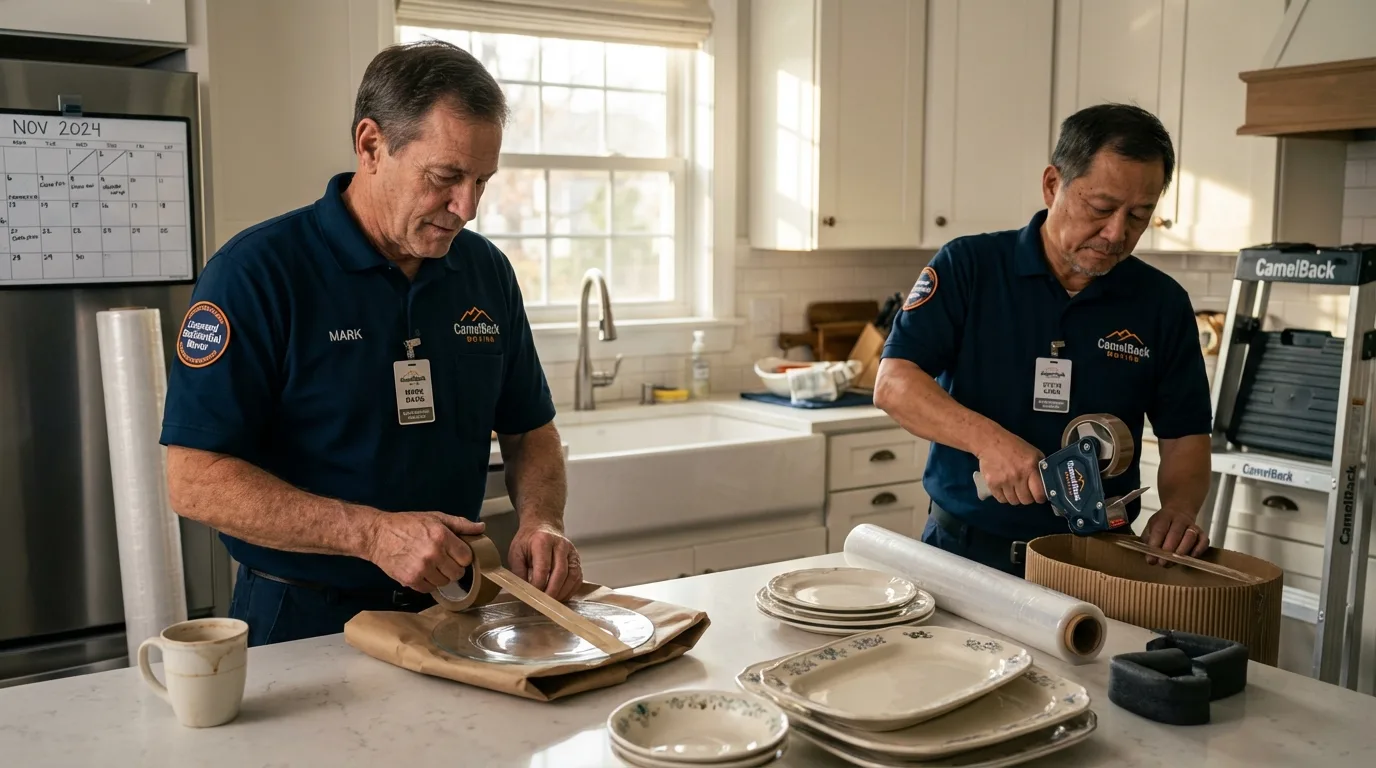 Professional crew packing kitchen dishware in Hot Springs Village, AR